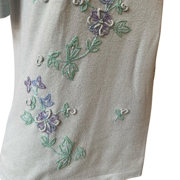 ESCADA MARGARETHA LEY CASHMERE SILK SWEATER FLORAL COQUETTE LUXURY VINTAGE S - Picture 4 of 11